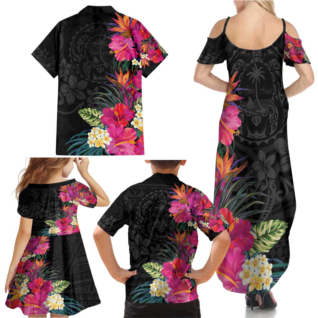 Hafa Adai Guam Family Matching Summer Maxi Dress and Hawaiian Shirt Tropical Flowers Colorful Vibes LT9 - Polynesian Pride