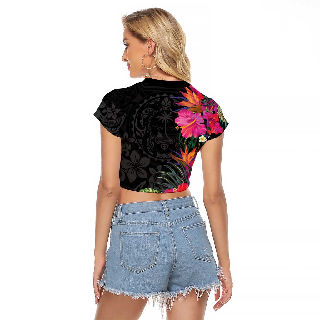Hafa Adai Guam Raglan Cropped T Shirt Tropical Flowers Colorful Vibes LT9 - Polynesian Pride