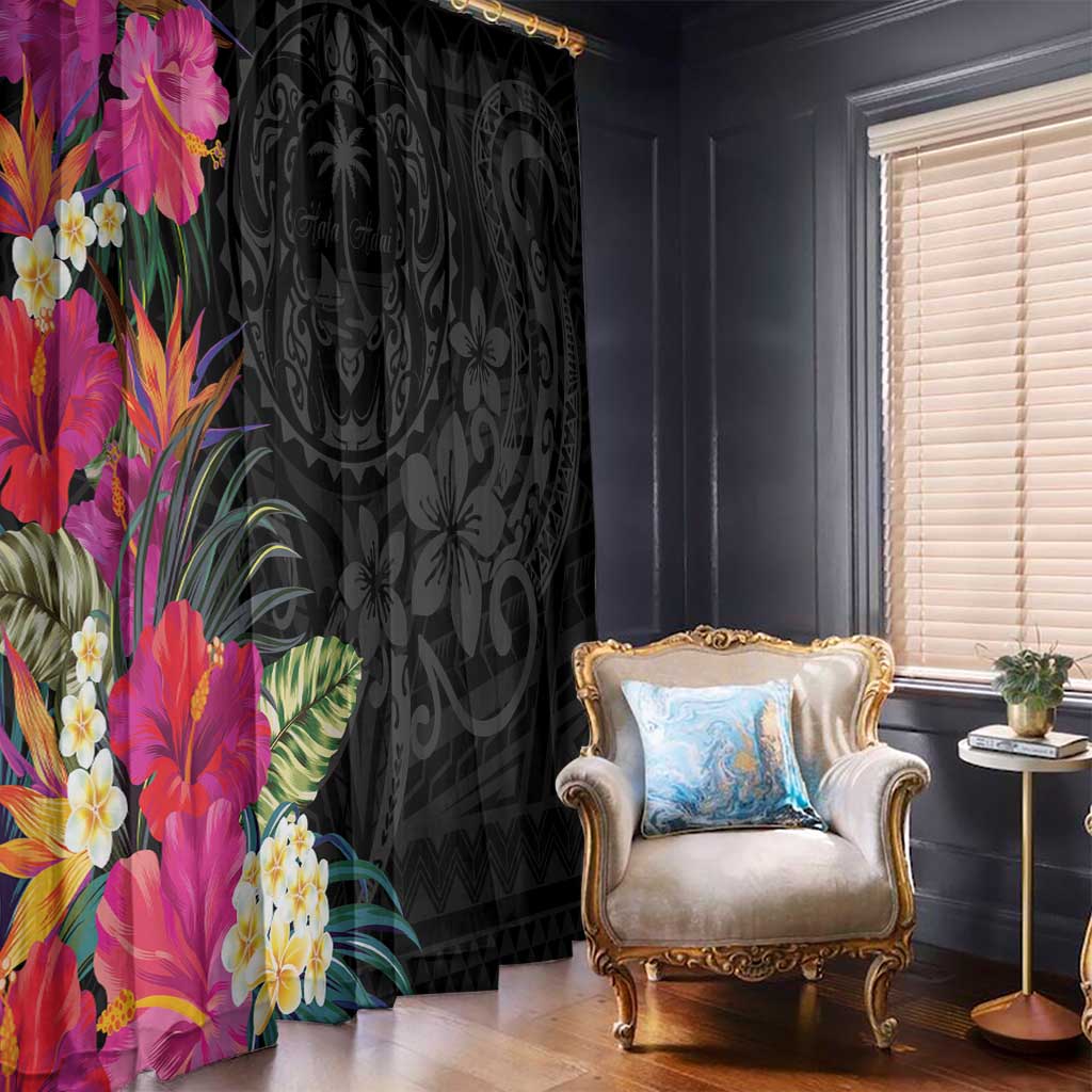 Hafa Adai Guam Window Curtain Tropical Flowers Colorful Vibes