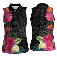Hafa Adai Guam Women Sleeveless Polo Shirt Tropical Flowers Colorful Vibes LT9 - Polynesian Pride