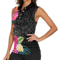 Hafa Adai Guam Women Sleeveless Polo Shirt Tropical Flowers Colorful Vibes LT9 - Polynesian Pride