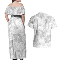 Samoa Lotu Tamaiti Couples Matching Off Shoulder Maxi Dress and Hawaiian Shirt White Sun Day Beauty Hibiscus Ver01 LT9 - Polynesian Pride
