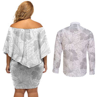 Samoa Lotu Tamaiti Couples Matching Off Shoulder Short Dress and Long Sleeve Button Shirt White Sun Day Beauty Hibiscus Ver01 LT9 - Polynesian Pride