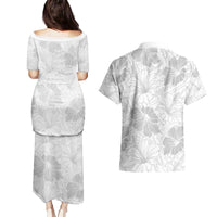 Samoa Lotu Tamaiti Couples Matching Puletasi and Hawaiian Shirt White Sun Day Beauty Hibiscus Ver01 LT9 - Polynesian Pride