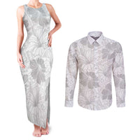 Samoa Lotu Tamaiti Couples Matching Tank Maxi Dress and Long Sleeve Button Shirt White Sun Day Beauty Hibiscus Ver01 LT9 White - Polynesian Pride