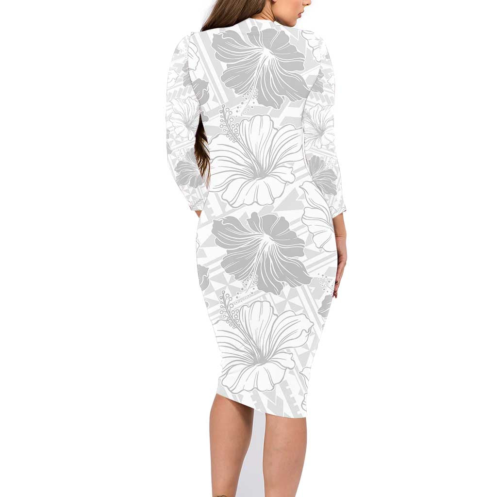 Samoa Lotu Tamaiti Family Matching Long Sleeve Bodycon Dress and Hawaiian Shirt White Sun Day Beauty Hibiscus Ver01 LT9 - Polynesian Pride