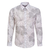 Samoa Lotu Tamaiti Family Matching Off The Shoulder Long Sleeve Dress and Hawaiian Shirt White Sun Day Beauty Hibiscus Ver01 LT9 Dad's Shirt - Long Sleeve White - Polynesian Pride