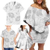 Samoa Lotu Tamaiti Family Matching Off Shoulder Short Dress and Hawaiian Shirt White Sun Day Beauty Hibiscus Ver01 LT9 - Polynesian Pride