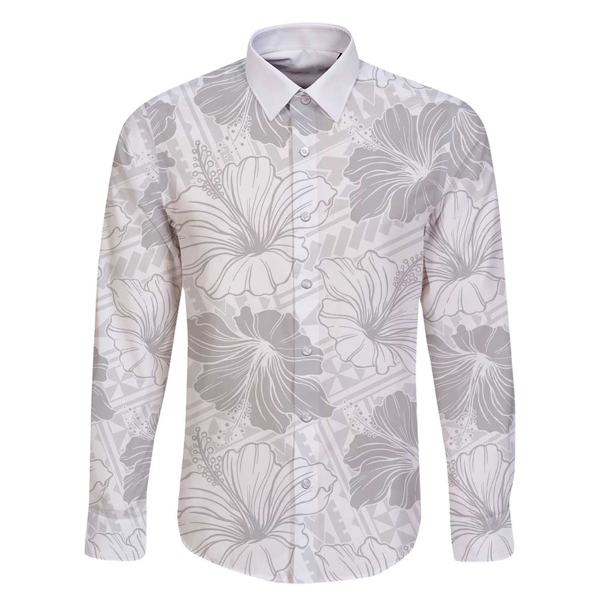 Samoa Lotu Tamaiti Family Matching Off Shoulder Short Dress and Hawaiian Shirt White Sun Day Beauty Hibiscus Ver01 LT9 Dad's Shirt - Long Sleeve White - Polynesian Pride