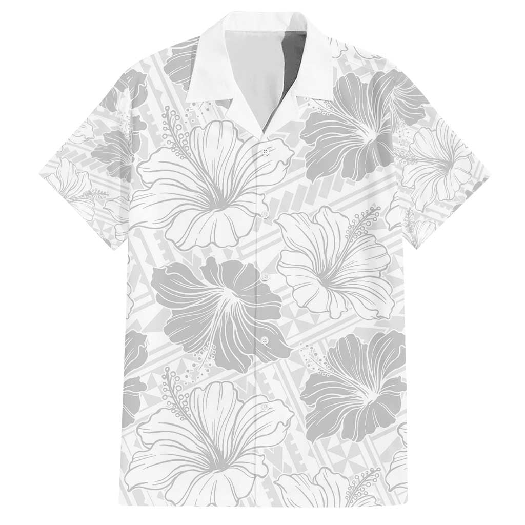 Samoa Lotu Tamaiti Family Matching Short Sleeve Bodycon Dress and Hawaiian Shirt White Sun Day Beauty Hibiscus Ver01 LT9 Dad's Shirt - Short Sleeve White - Polynesian Pride