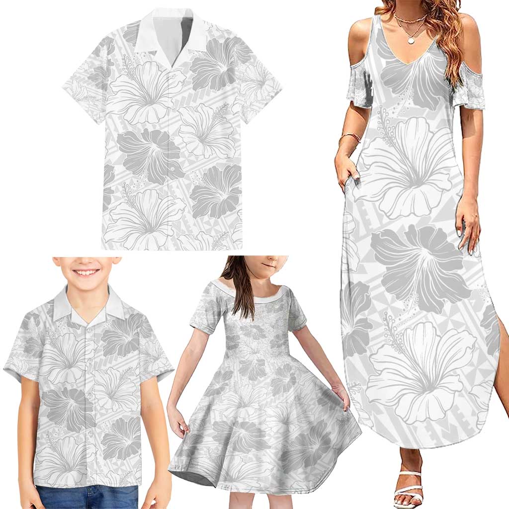 Samoa Lotu Tamaiti Family Matching Summer Maxi Dress and Hawaiian Shirt White Sun Day Beauty Hibiscus Ver01 LT9 - Polynesian Pride