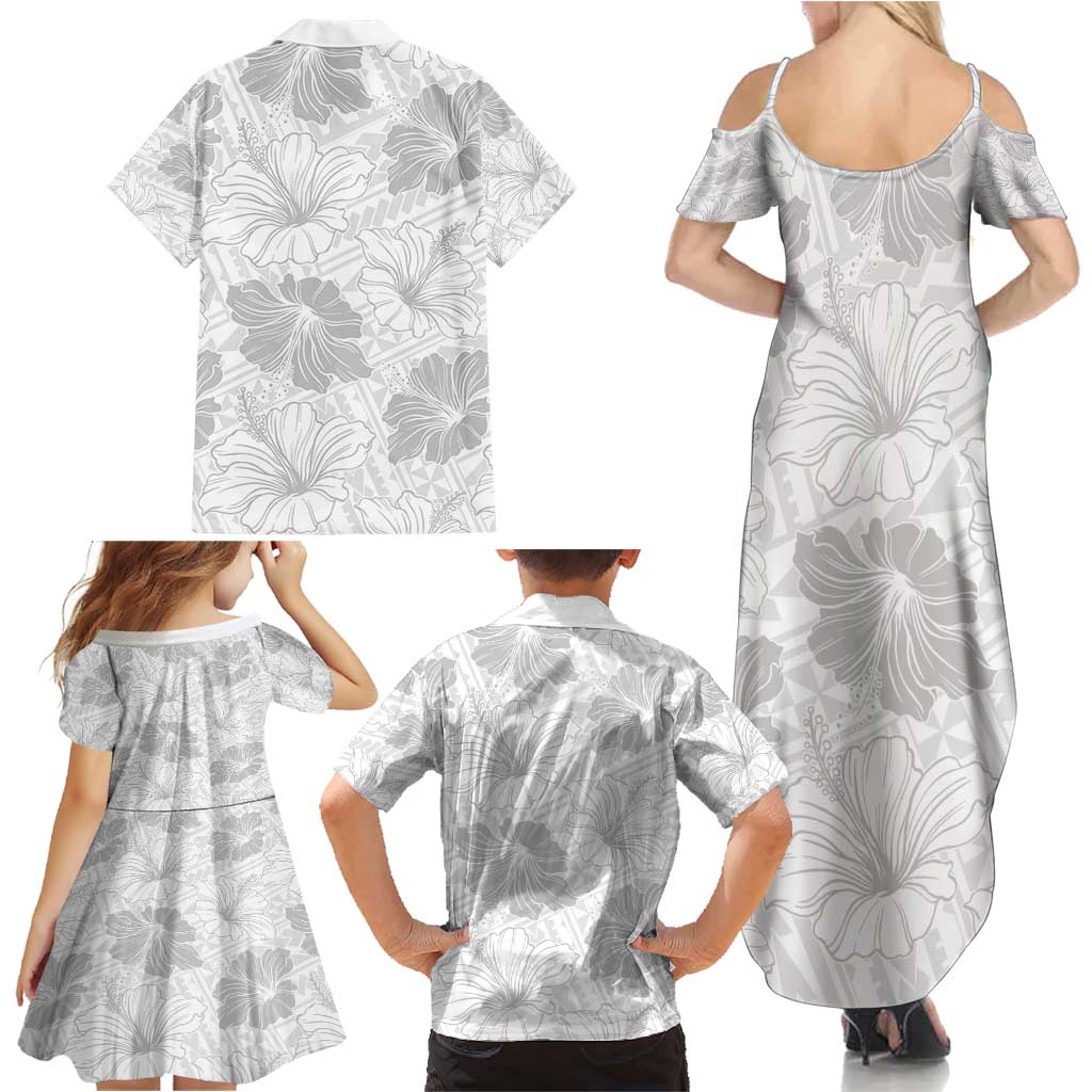 Samoa Lotu Tamaiti Family Matching Summer Maxi Dress and Hawaiian Shirt White Sun Day Beauty Hibiscus Ver01 LT9 - Polynesian Pride