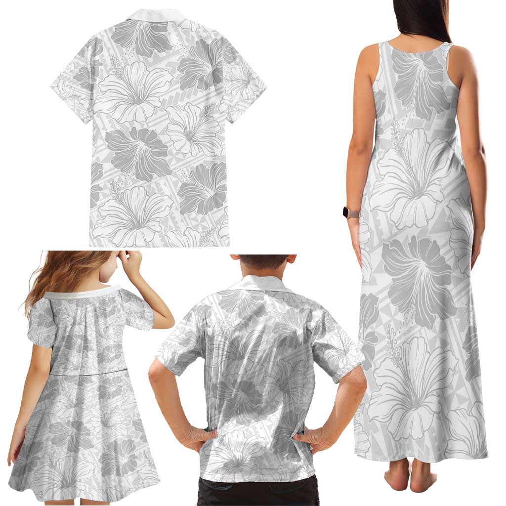 Samoa Lotu Tamaiti Family Matching Tank Maxi Dress and Hawaiian Shirt White Sun Day Beauty Hibiscus Ver01 LT9 - Polynesian Pride