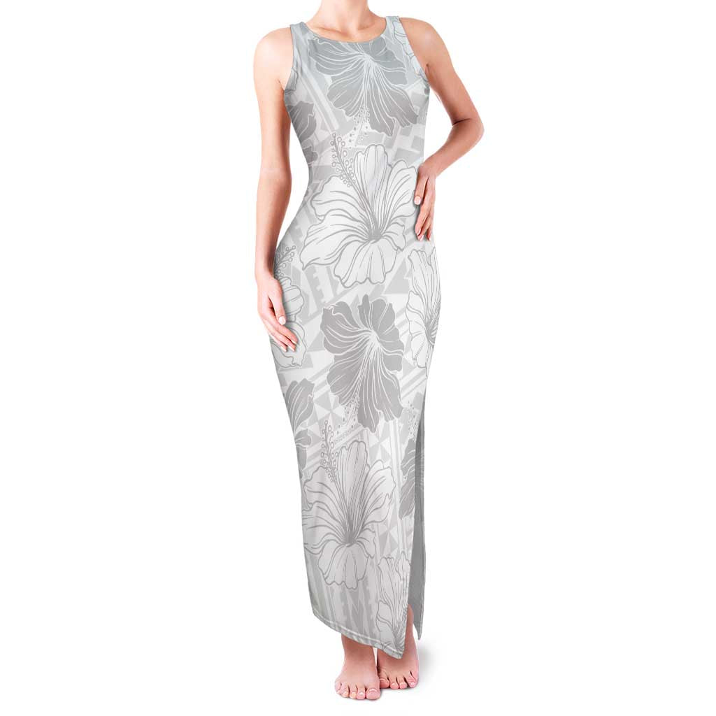 Samoa Lotu Tamaiti Family Matching Tank Maxi Dress and Hawaiian Shirt White Sun Day Beauty Hibiscus Ver01 LT9 Mom's Dress White - Polynesian Pride