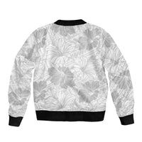 Samoa Lotu Tamaiti Sleeve Zip Bomber Jacket White Sun Day Beauty Hibiscus Ver01