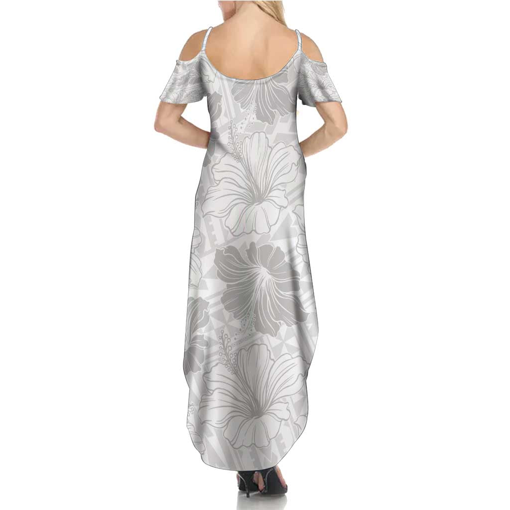 Samoa Lotu Tamaiti Summer Maxi Dress White Sun Day Beauty Hibiscus Ver01