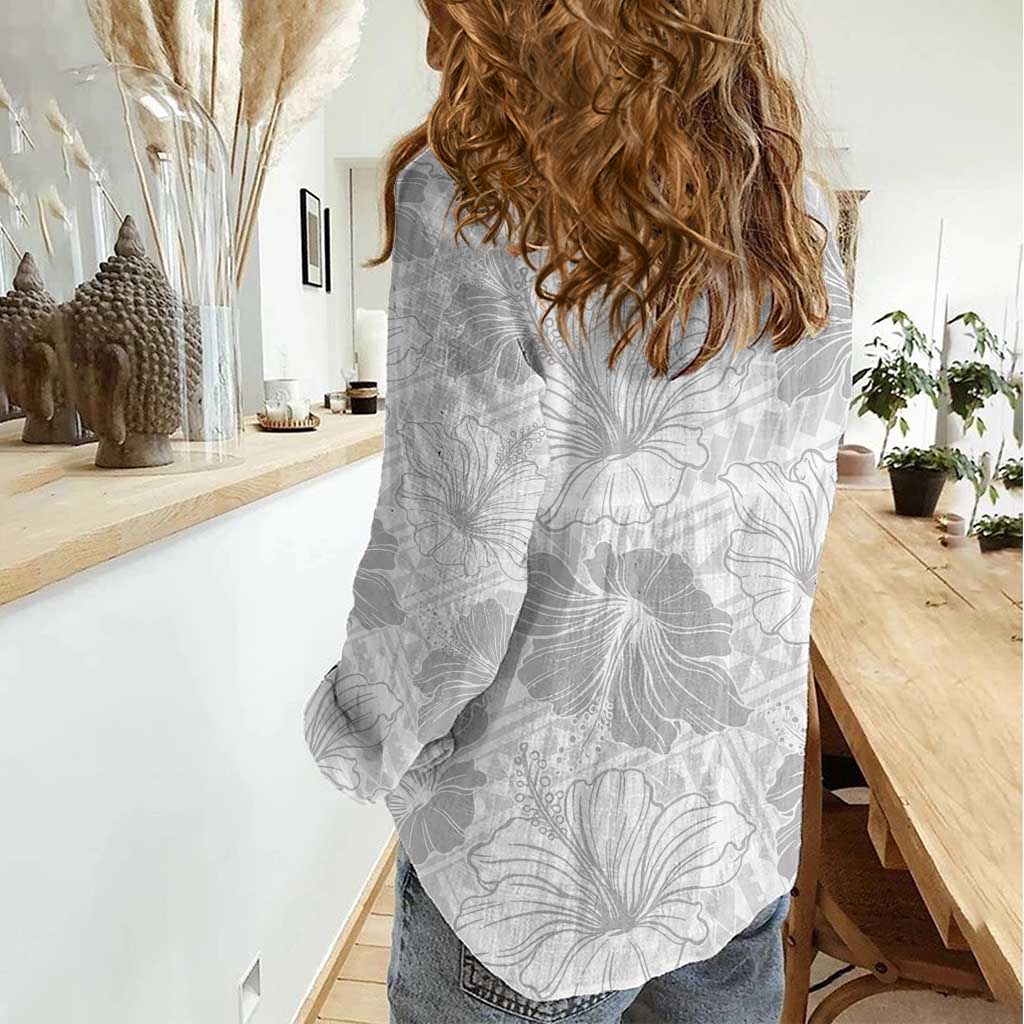 Samoa Lotu Tamaiti Women Casual Shirt White Sun Day Beauty Hibiscus Ver01 LT9 - Polynesian Pride