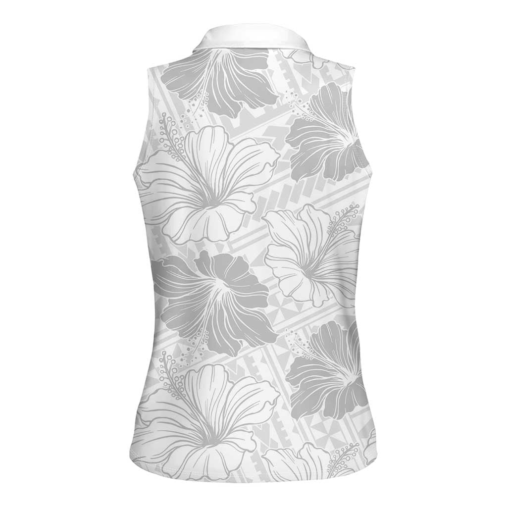 Samoa Lotu Tamaiti Women Sleeveless Polo Shirt White Sun Day Beauty Hibiscus Ver01 LT9 - Polynesian Pride
