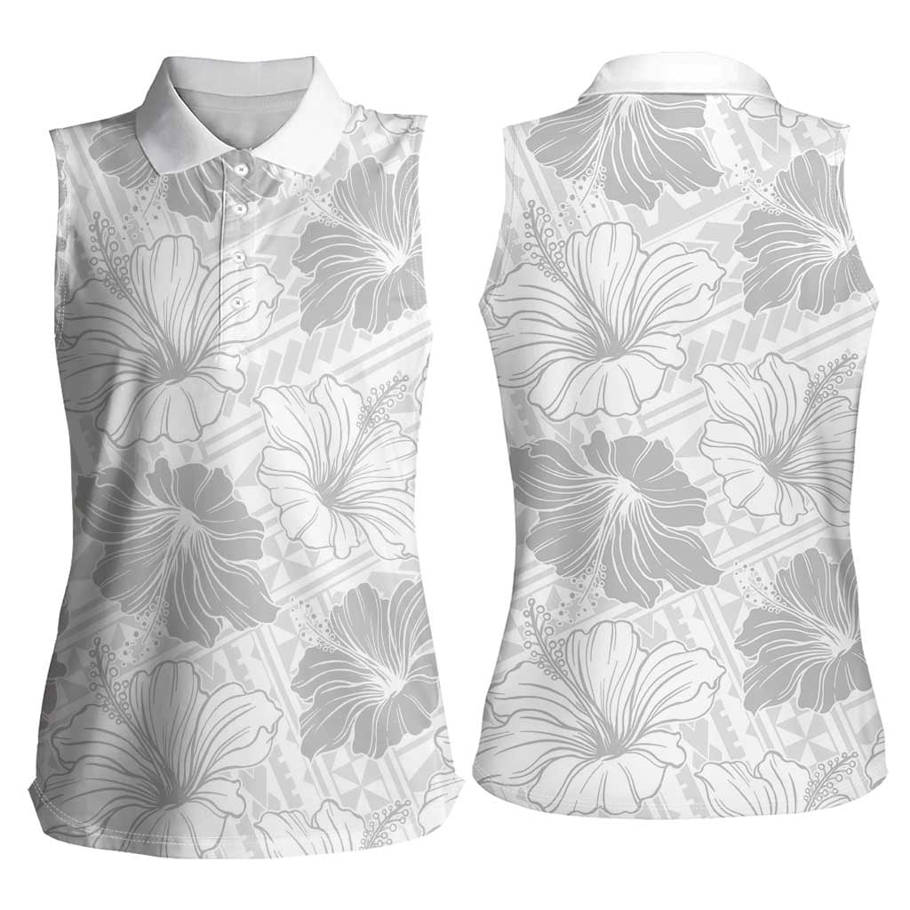 Samoa Lotu Tamaiti Women Sleeveless Polo Shirt White Sun Day Beauty Hibiscus Ver01 LT9 - Polynesian Pride
