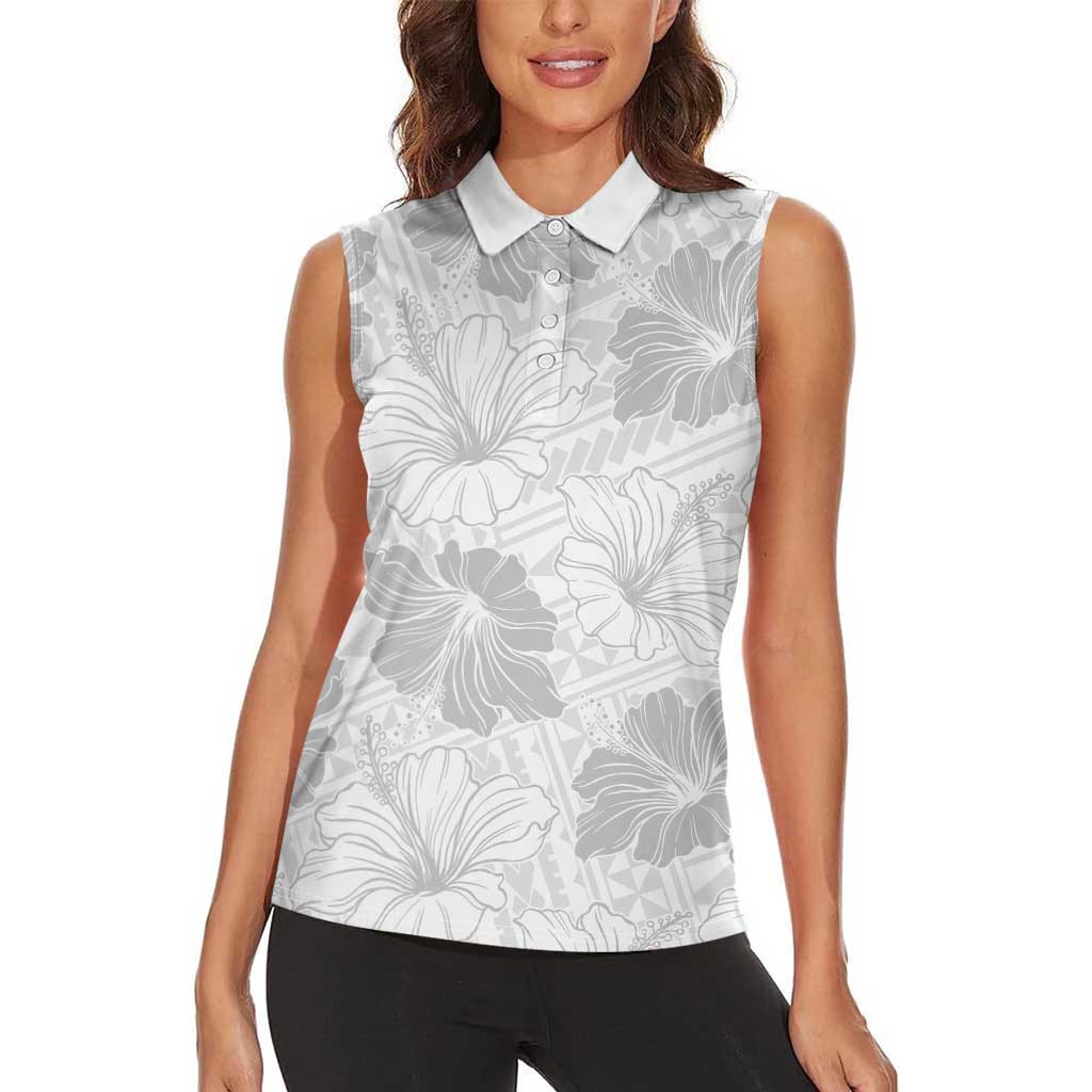 Samoa Lotu Tamaiti Women Sleeveless Polo Shirt White Sun Day Beauty Hibiscus Ver01 LT9 - Polynesian Pride