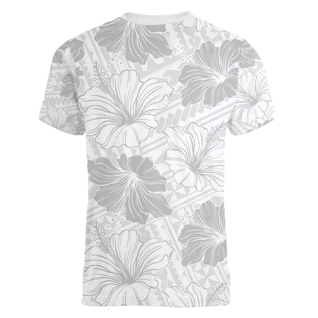 Samoa Lotu Tamaiti Women V-Neck T-Shirt White Sun Day Beauty Hibiscus Ver01 LT9 - Polynesian Pride