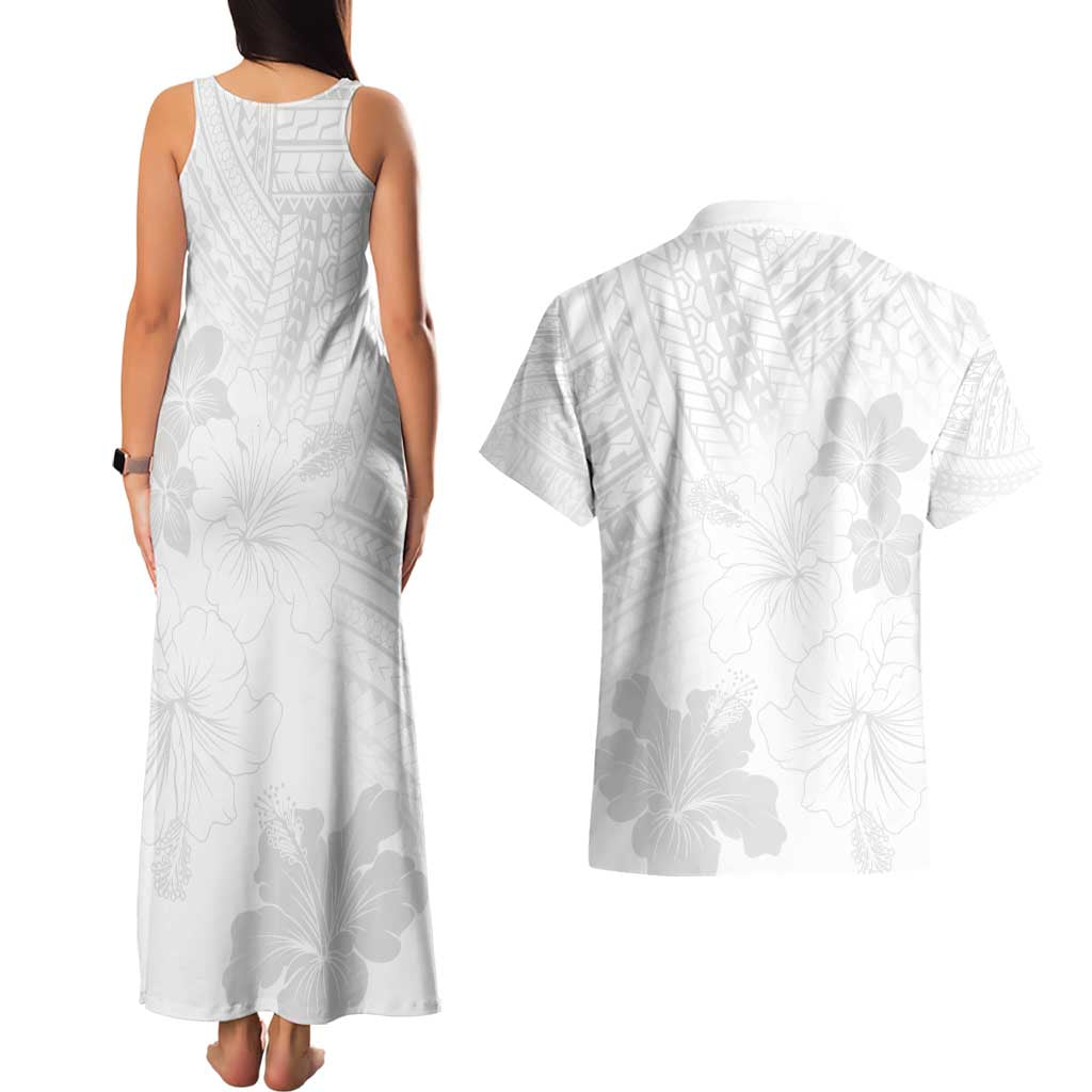 Samoa Lotu Tamaiti Couples Matching Tank Maxi Dress and Hawaiian Shirt White Sun Day Beauty Hibiscus Ver02 LT9 - Polynesian Pride