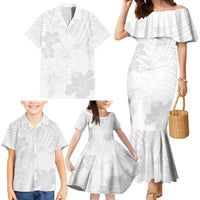 Samoa Lotu Tamaiti Family Matching Mermaid Dress and Hawaiian Shirt White Sun Day Beauty Hibiscus Ver02 LT9 - Polynesian Pride