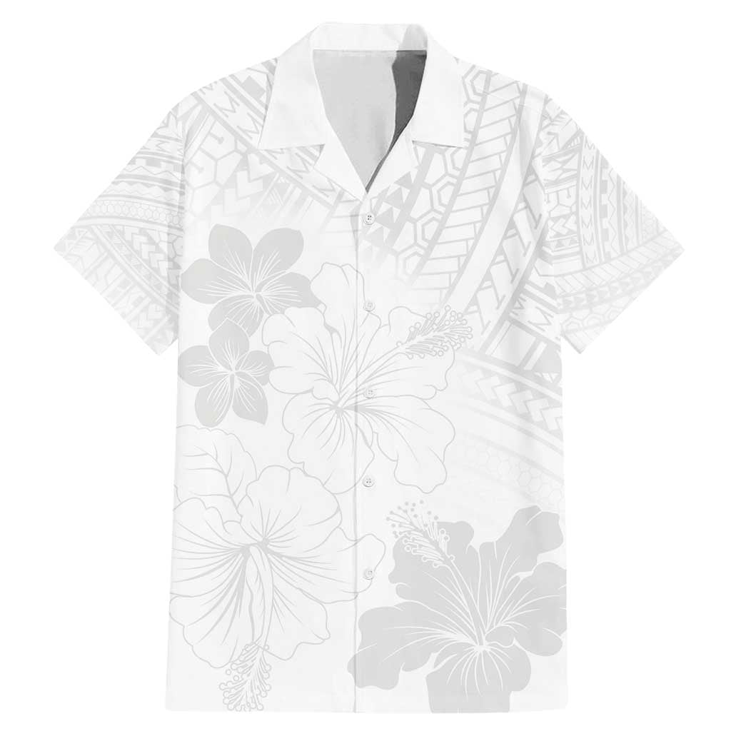 Samoa Lotu Tamaiti Family Matching Mermaid Dress and Hawaiian Shirt White Sun Day Beauty Hibiscus Ver02 LT9 Dad's Shirt - Short Sleeve White - Polynesian Pride