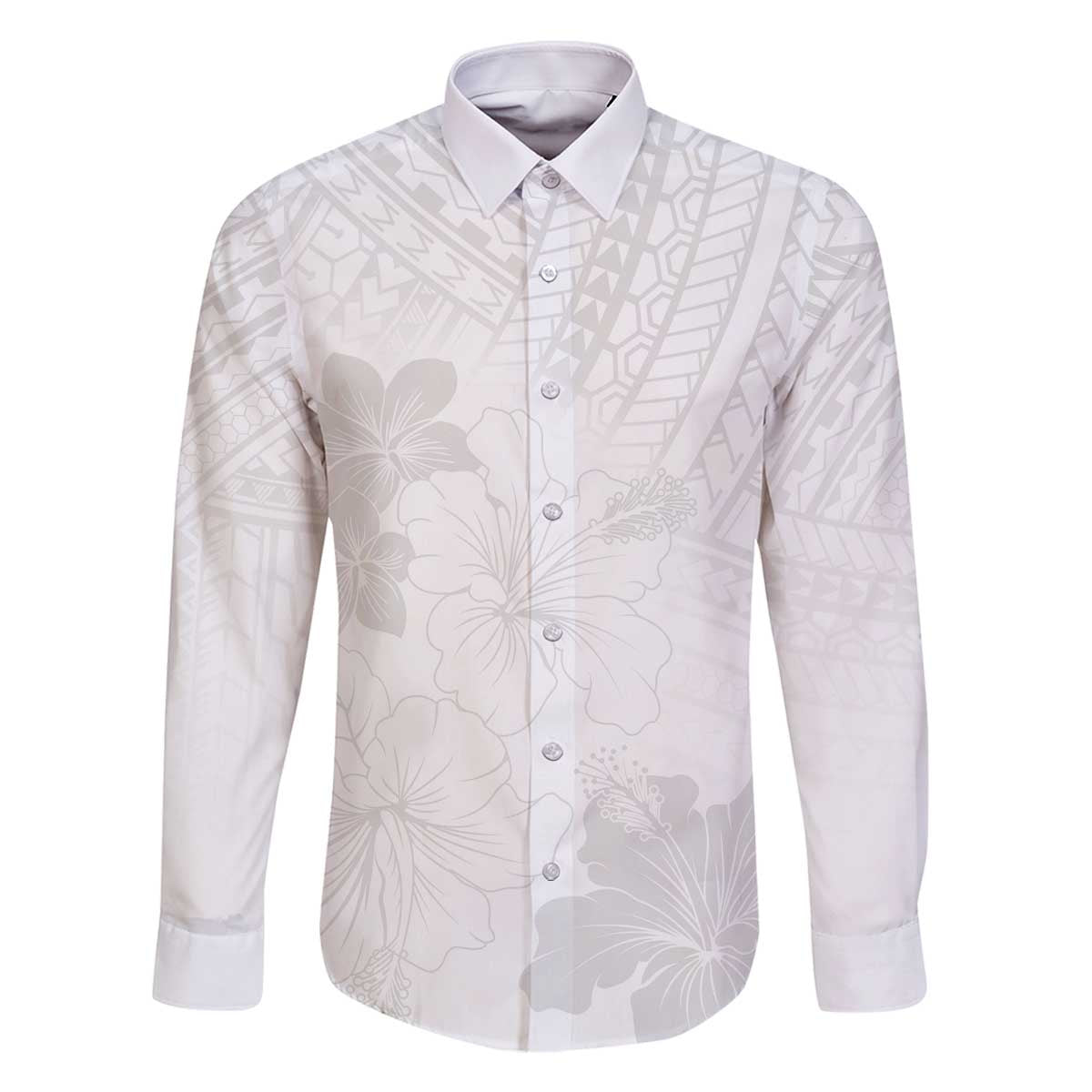 Samoa Lotu Tamaiti Family Matching Off The Shoulder Long Sleeve Dress and Hawaiian Shirt White Sun Day Beauty Hibiscus Ver02 LT9 Dad's Shirt - Long Sleeve White - Polynesian Pride