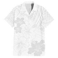 Samoa Lotu Tamaiti Family Matching Off Shoulder Maxi Dress and Hawaiian Shirt White Sun Day Beauty Hibiscus Ver02 LT9 Dad's Shirt - Short Sleeve White - Polynesian Pride