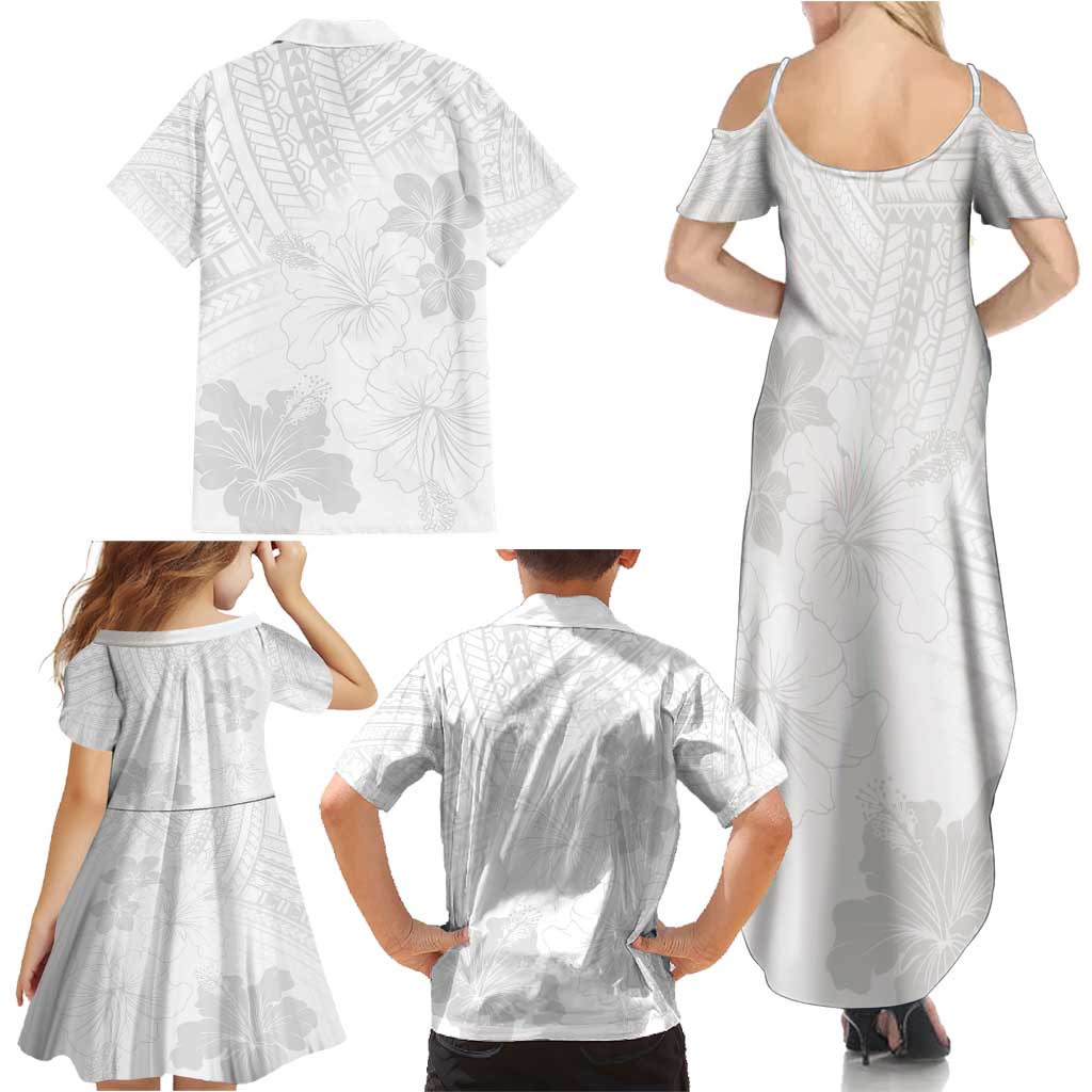 Samoa Lotu Tamaiti Family Matching Summer Maxi Dress and Hawaiian Shirt White Sun Day Beauty Hibiscus Ver02 LT9 - Polynesian Pride