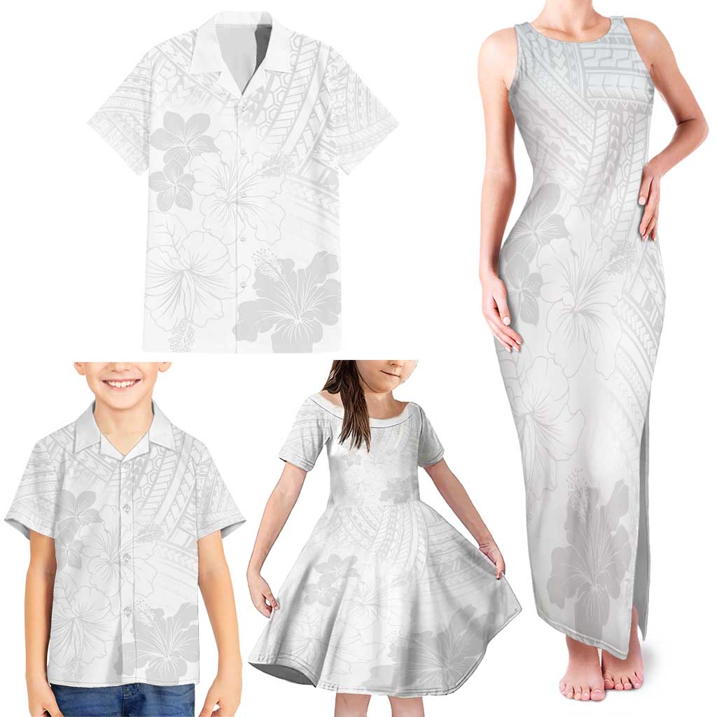 Samoa Lotu Tamaiti Family Matching Tank Maxi Dress and Hawaiian Shirt White Sun Day Beauty Hibiscus Ver02 LT9 - Polynesian Pride