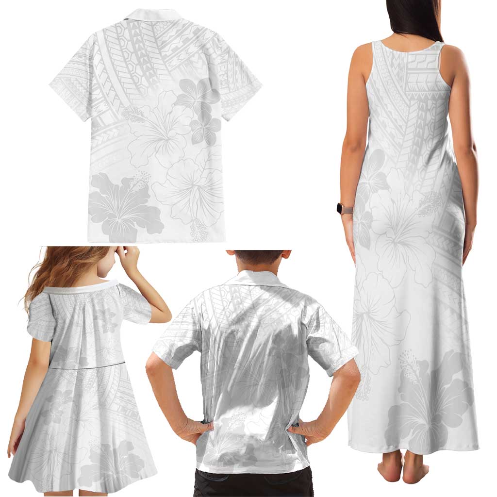 Samoa Lotu Tamaiti Family Matching Tank Maxi Dress and Hawaiian Shirt White Sun Day Beauty Hibiscus Ver02 LT9 - Polynesian Pride