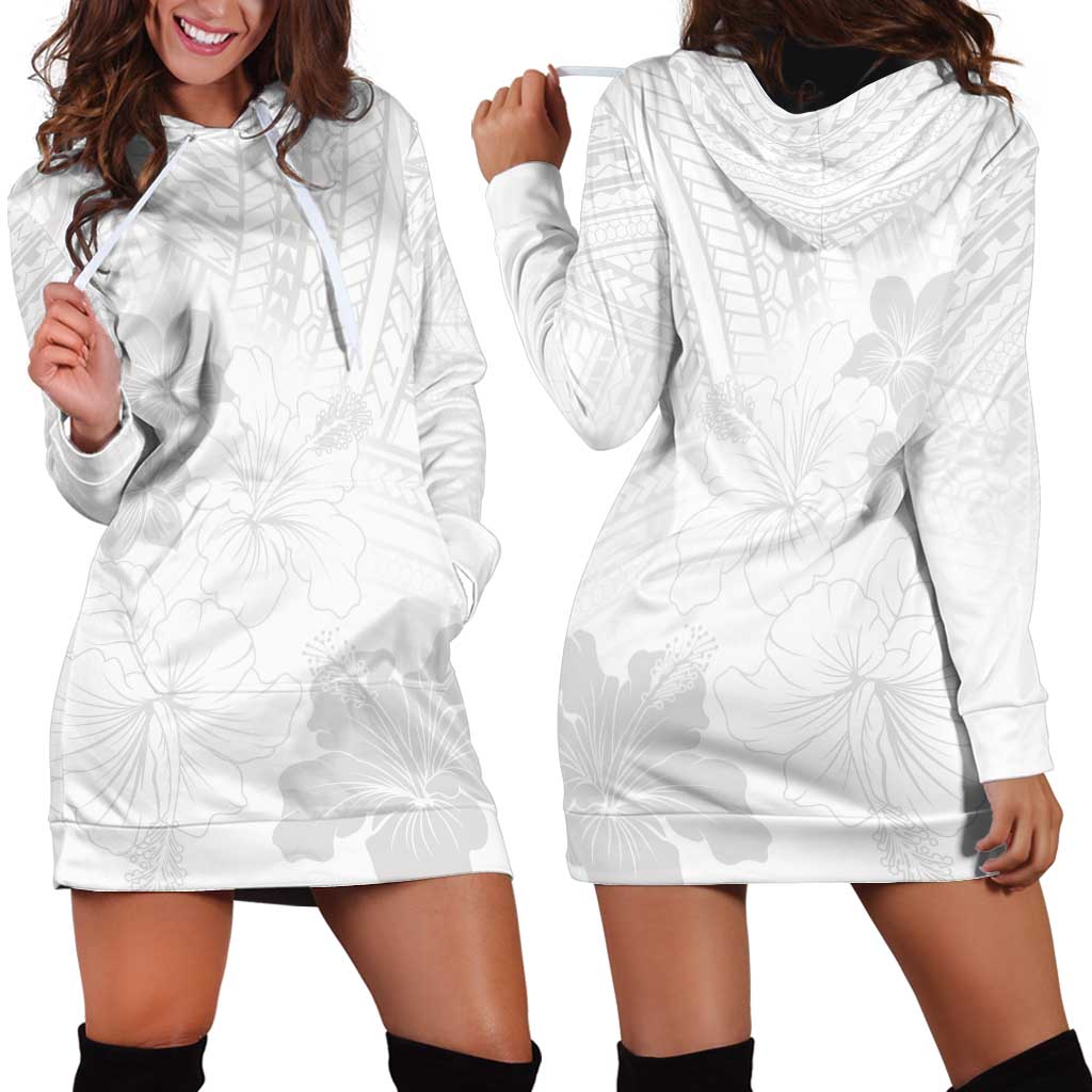 Samoa Lotu Tamaiti Hoodie Dress White Sun Day Beauty Hibiscus Ver02 LT9 - Polynesian Pride