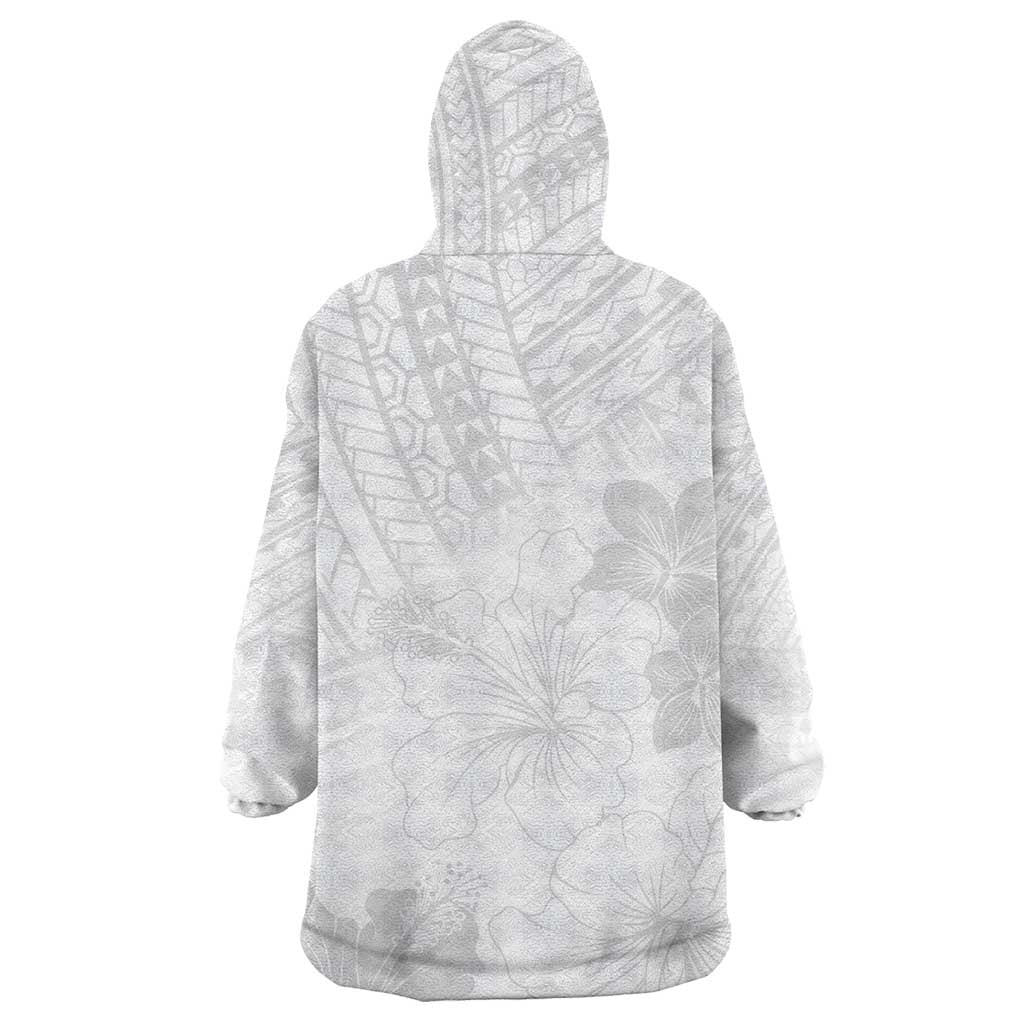 Samoa Lotu Tamaiti Wearable Blanket Hoodie White Sun Day Beauty Hibiscus Ver02 LT9 - Polynesian Pride