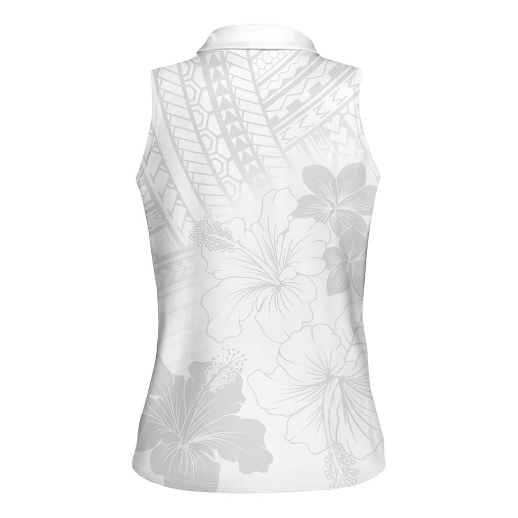 Samoa Lotu Tamaiti Women Sleeveless Polo Shirt White Sun Day Beauty Hibiscus Ver02 LT9 - Polynesian Pride