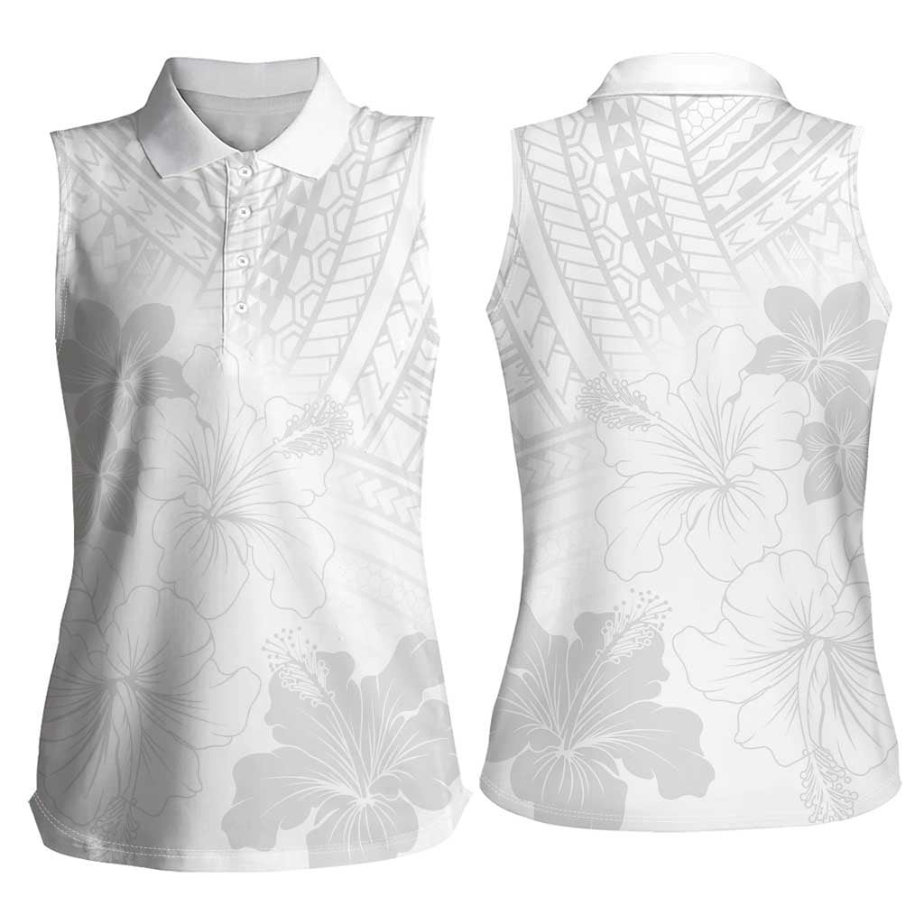 Samoa Lotu Tamaiti Women Sleeveless Polo Shirt White Sun Day Beauty Hibiscus Ver02 LT9 - Polynesian Pride
