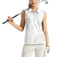 Samoa Lotu Tamaiti Women Sleeveless Polo Shirt White Sun Day Beauty Hibiscus Ver02 LT9 - Polynesian Pride