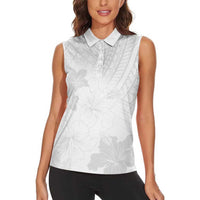 Samoa Lotu Tamaiti Women Sleeveless Polo Shirt White Sun Day Beauty Hibiscus Ver02 LT9 - Polynesian Pride