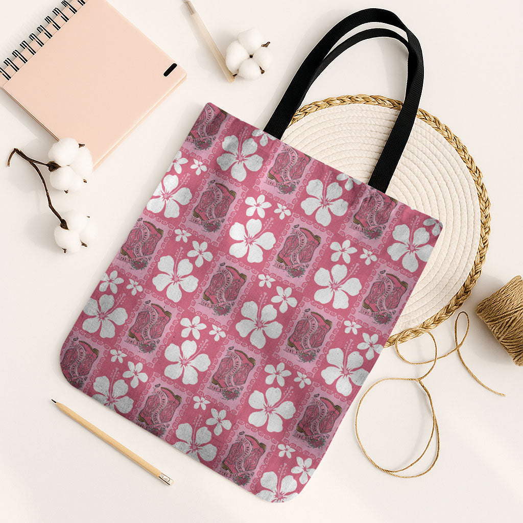 Give Cancer The Boot Pink Cowgirl Tote Bag Western Aloha Hibiscus Paniolo Heritage Floral LT9 Black Strap One Size Pink - Polynesian Pride