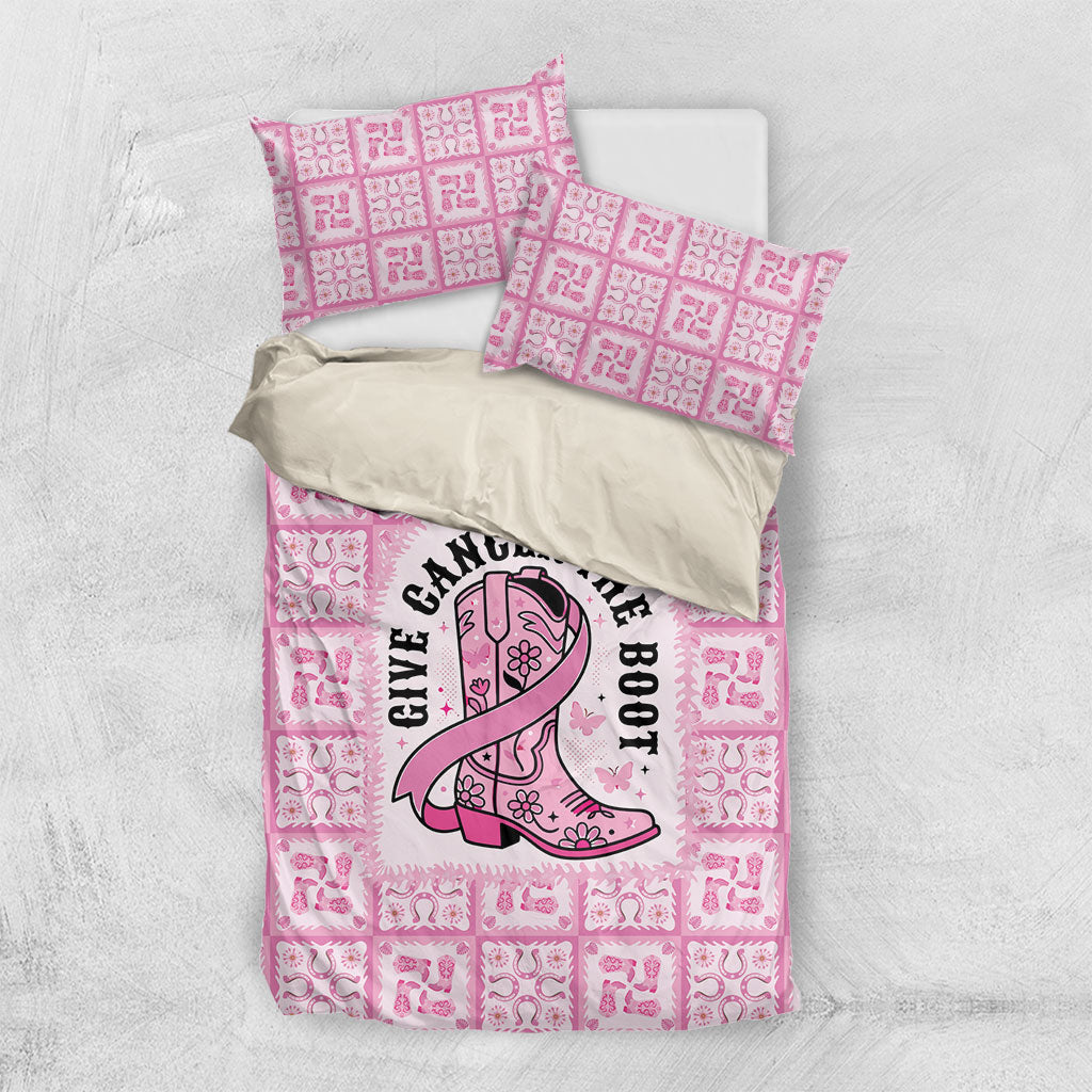 Give Cancer The Boot Pink Cowgirl Bedding Set Hawaiian Paniolo Mixed Quilt Pattern Style LT9 US Twin 172cm x 218cm Pink - Polynesian Pride