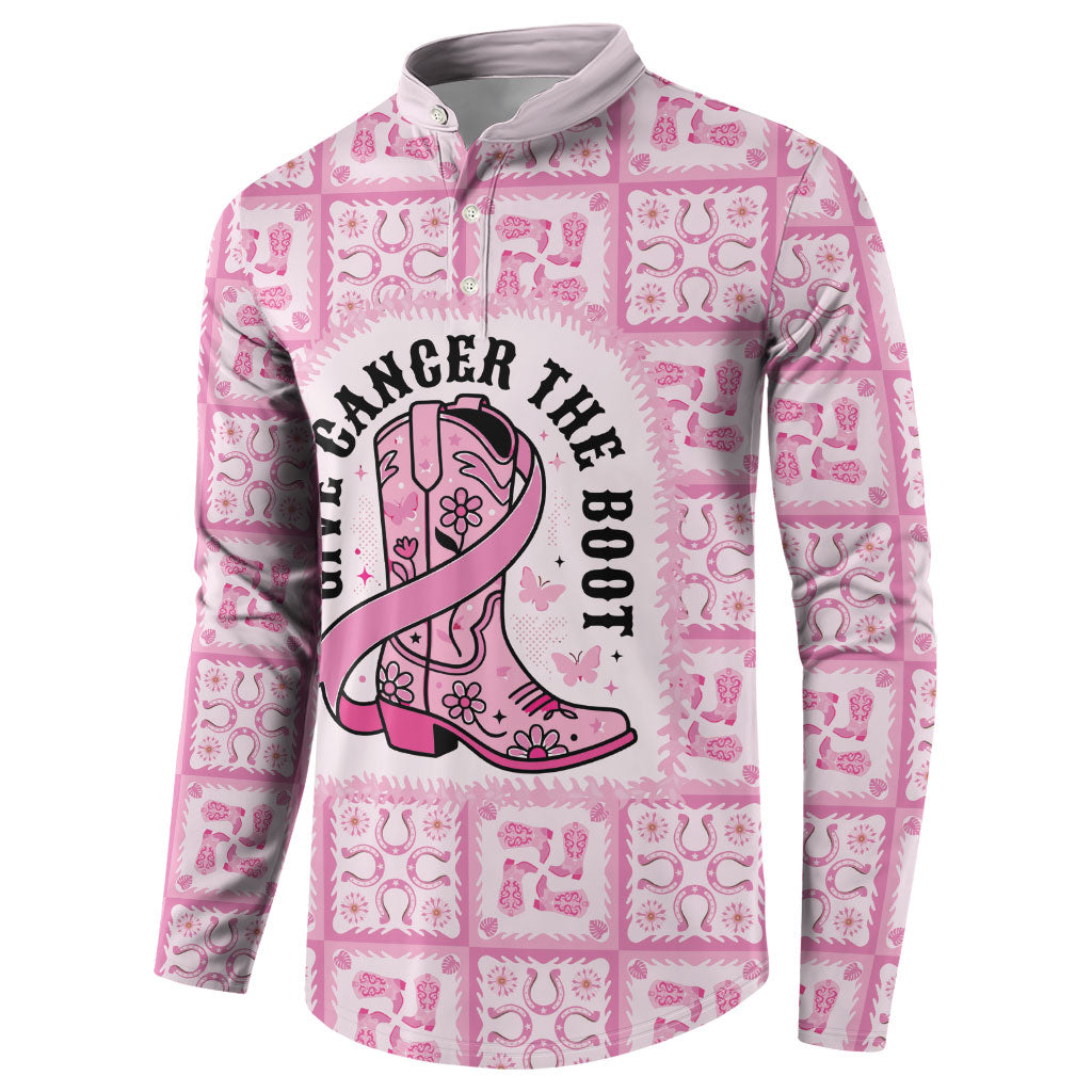 Give Cancer The Boot Pink Cowgirl Button Sweatshirt Hawaiian Paniolo Mixed Quilt Pattern Style LT9 - Polynesian Pride