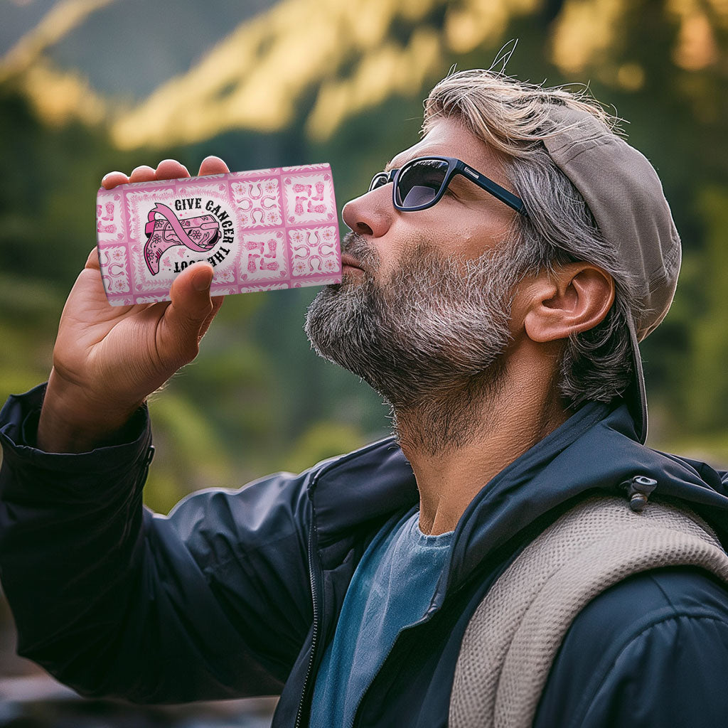 Give Cancer The Boot Pink Cowgirl 4 in 1 Can Cooler Tumbler Hawaiian Paniolo Mixed Quilt Pattern Style LT9 - Polynesian Pride