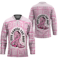 Give Cancer The Boot Pink Cowgirl Hockey Jersey Hawaiian Paniolo Mixed Quilt Pattern Style LT9 - Polynesian Pride