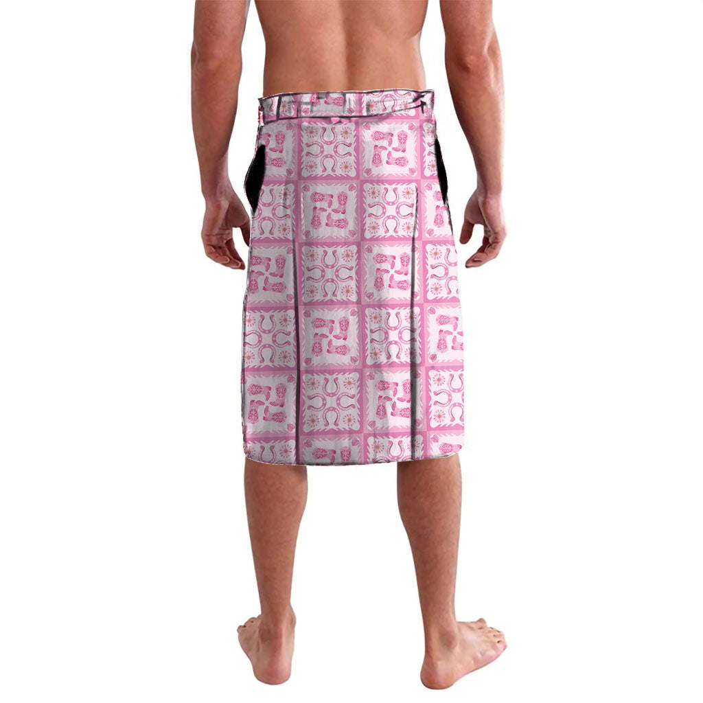 Give Cancer The Boot Pink Cowgirl Lavalava Hawaiian Paniolo Mixed Quilt Pattern Style LT9 - Polynesian Pride