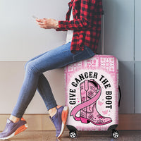 Give Cancer The Boot Pink Cowgirl Luggage Cover Hawaiian Paniolo Mixed Quilt Pattern Style LT9 - Polynesian Pride