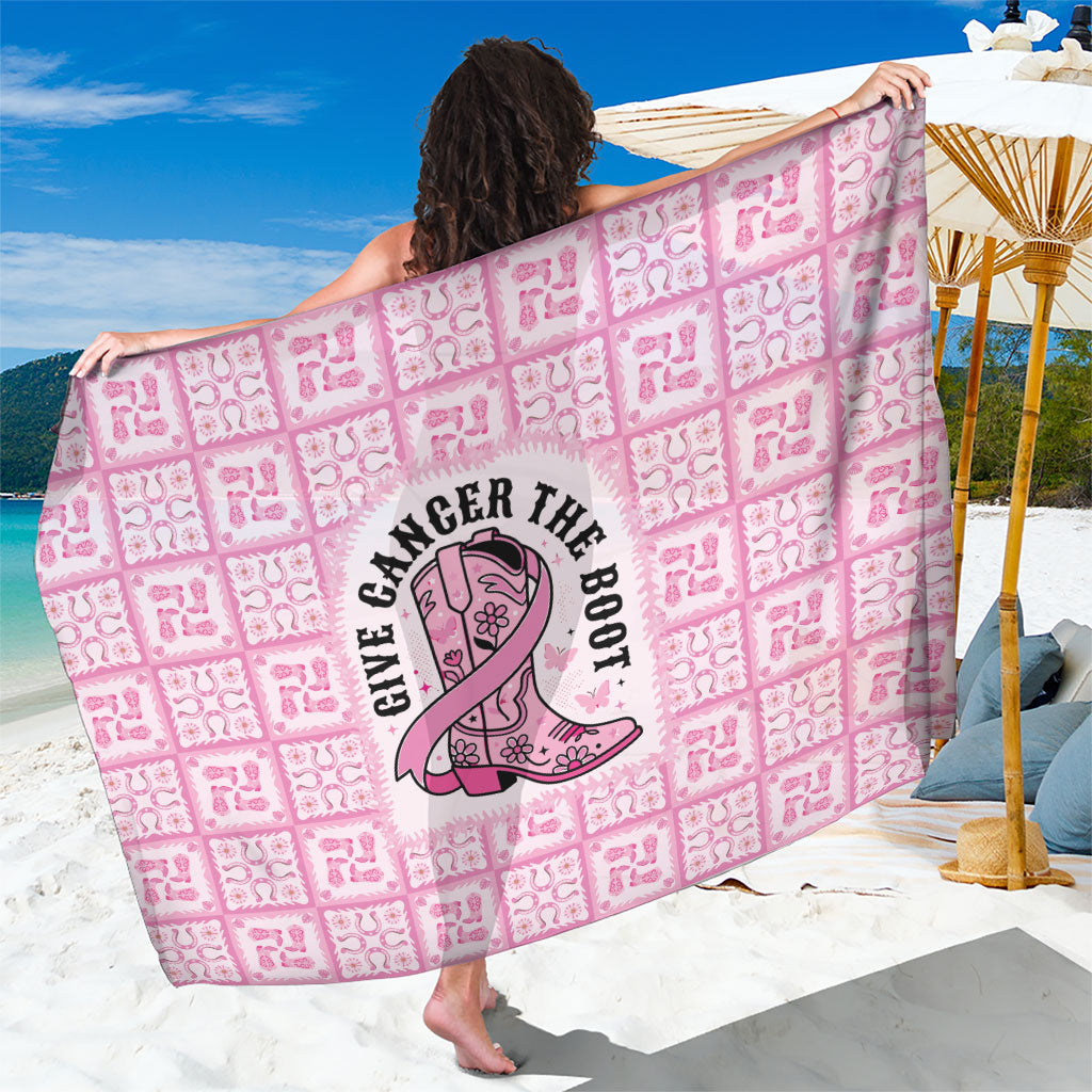 Give Cancer The Boot Pink Cowgirl Sarong Hawaiian Paniolo Mixed Quilt Pattern Style LT9 One Size 44 x 66 inches Pink - Polynesian Pride
