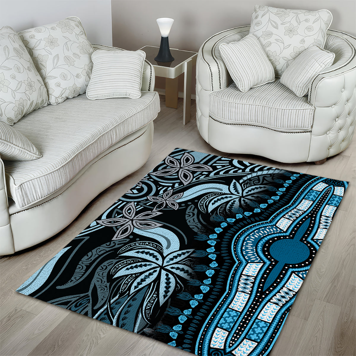 Polynesia Dashiki Area Rug Polynesia and Africa Traditional Special Together Blue LT9 - Polynesian Pride