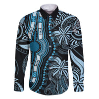 Polynesia Dashiki Family Matching Mermaid Dress and Hawaiian Shirt Polynesia and Africa Traditional Special Together Blue LT9 Dad's Shirt - Long Sleeve Blue - Polynesian Pride