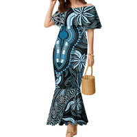 Polynesia Dashiki Family Matching Mermaid Dress and Hawaiian Shirt Polynesia and Africa Traditional Special Together Blue LT9 Mom's Dress Blue - Polynesian Pride